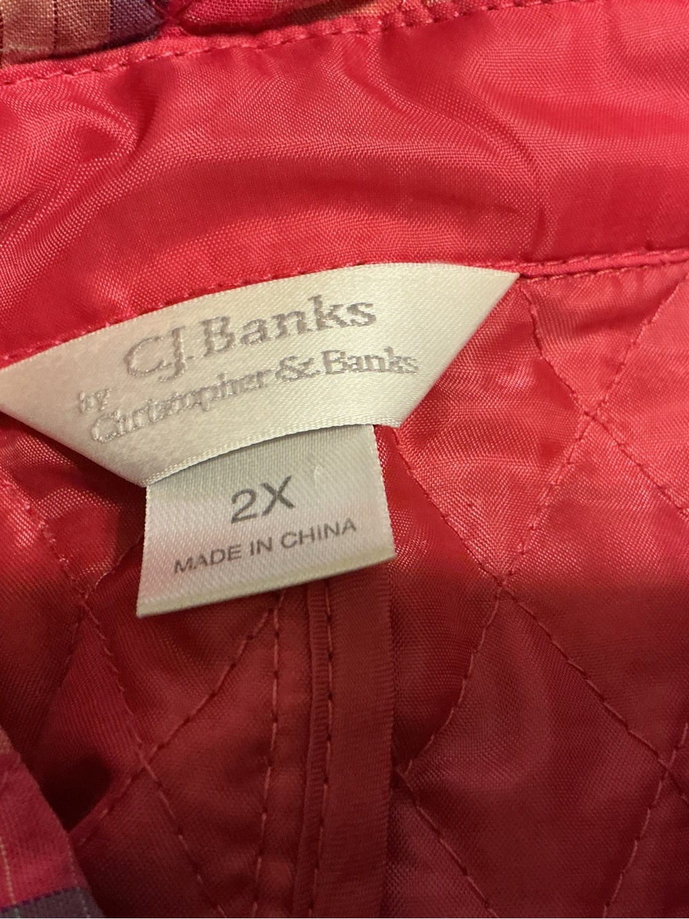 C.J. Banks Women’s 2X Quilted Plaid Vest Pink Beige Snap Front + L.L. Bean Top - Picture 4 of 8